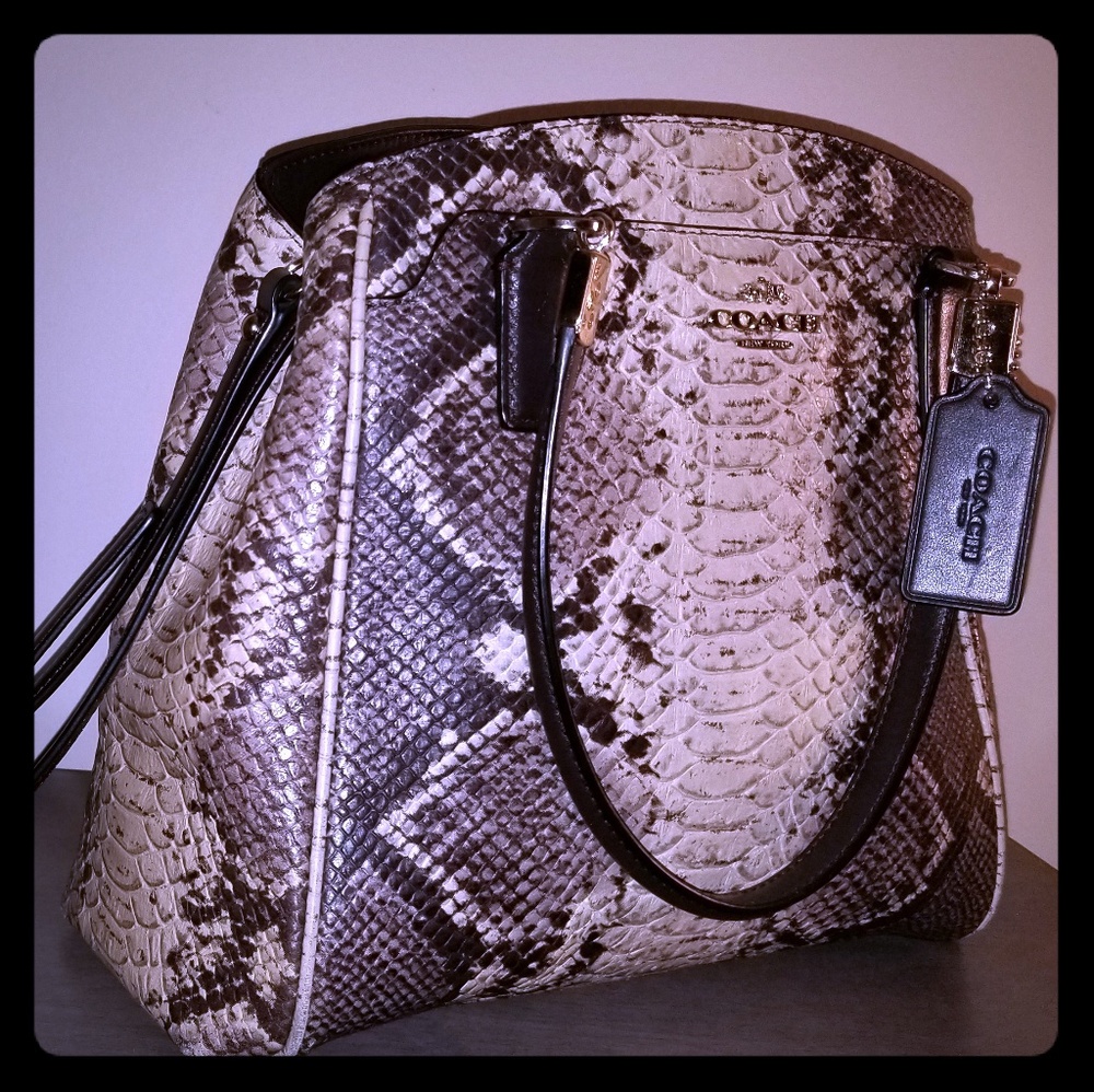 COACH MINETTA PYTHON-EMBOSED LEATHER HANDBAG